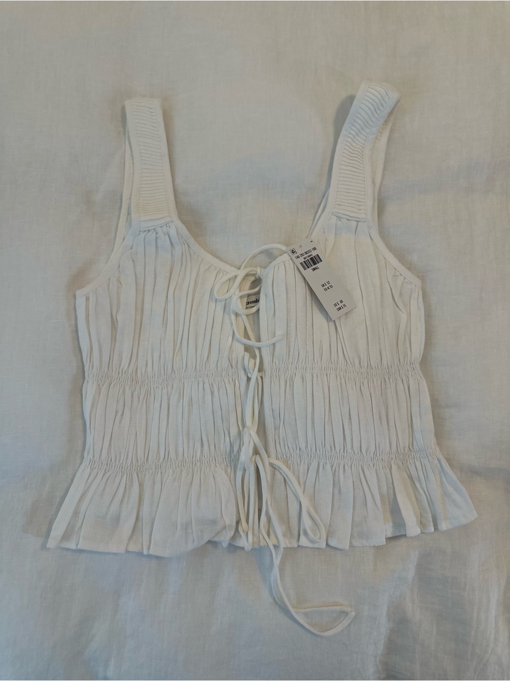 White Smocked Ruffle Tank Top - Picture 2 of 3